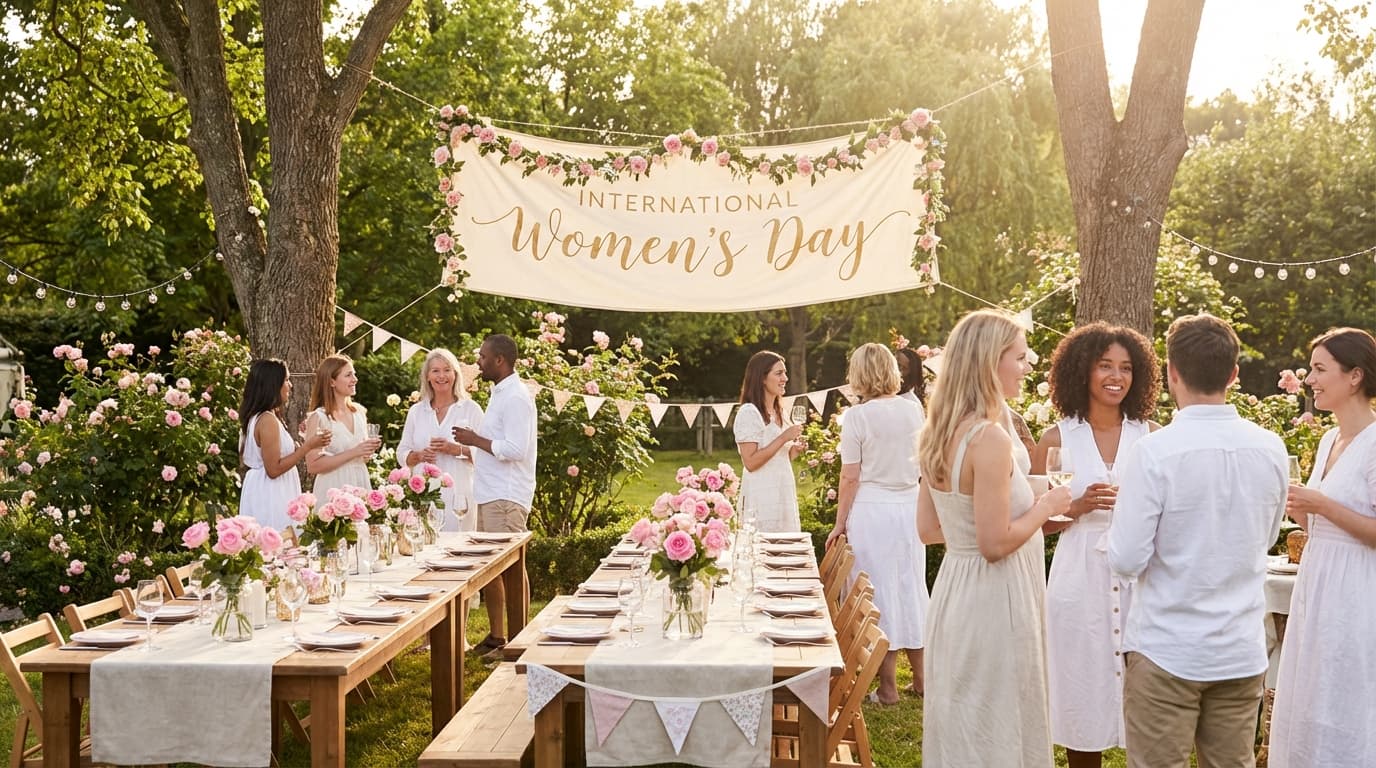 Outdoor International Women's Day party ideas: Elegant garden celebration